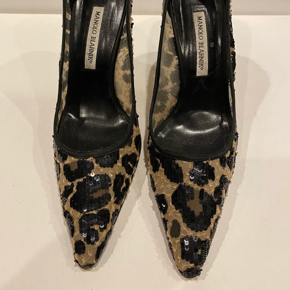 Manolo Blahnik Sequin Leopard Stilettos - Picture 3 of 5
